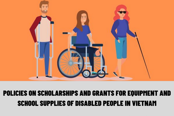 What are the policies on scholarships and grants for equipment and school supplies of disabled people in Vietnam?