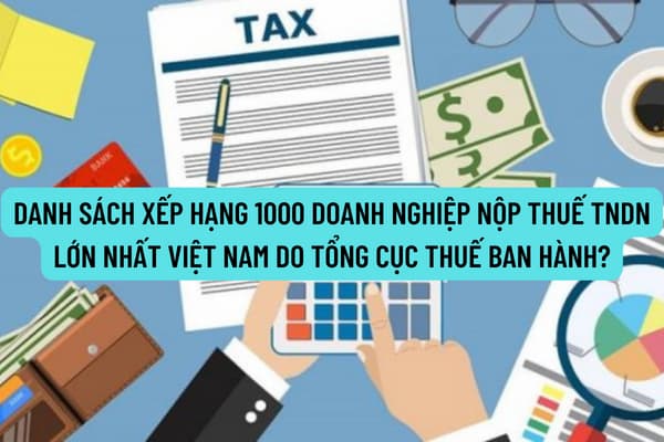 Danh sách xếp hạng 1000 doanh nghiệp nộp thuế Thu nhập doanh nghiệp (TNDN) lớn nhất Việt Nam do Tổng Cục thuế ban hành?